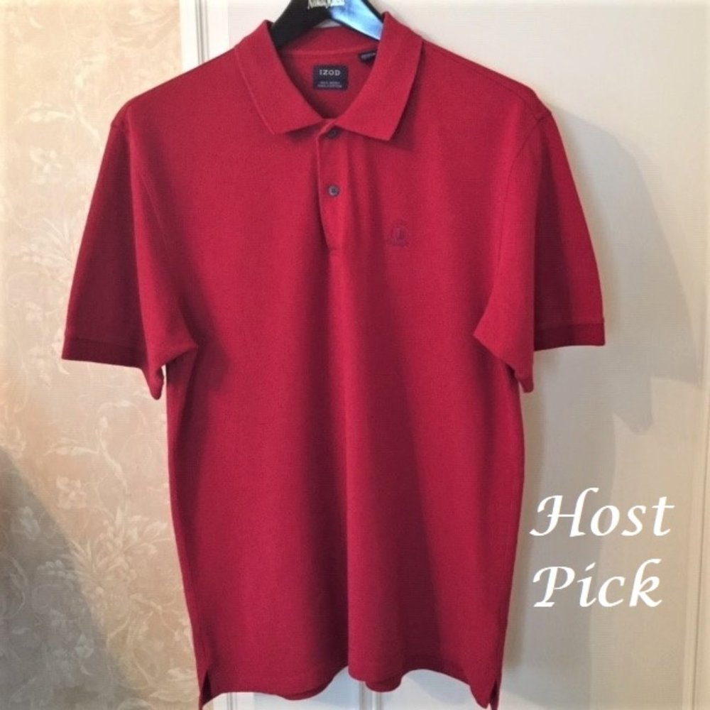 IZOD short sleeve Polo Shirt, red, size XL
